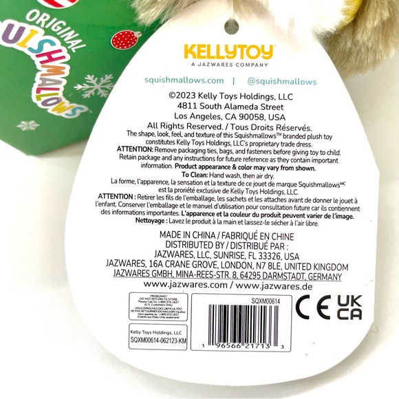 Squishmallows Holiday Ornament Dray, 4” Plush Cream Yeti with Hat, BNWT - Picture 6 of 10